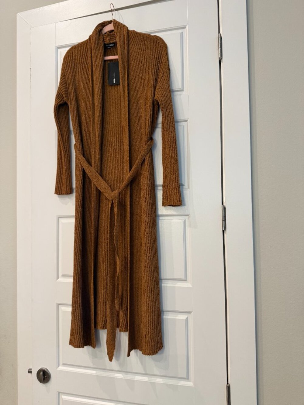 Fashion Nova Brown Ribbed Knit 3 Piece Set Pants Top Cardigan - Picture 2 of 4